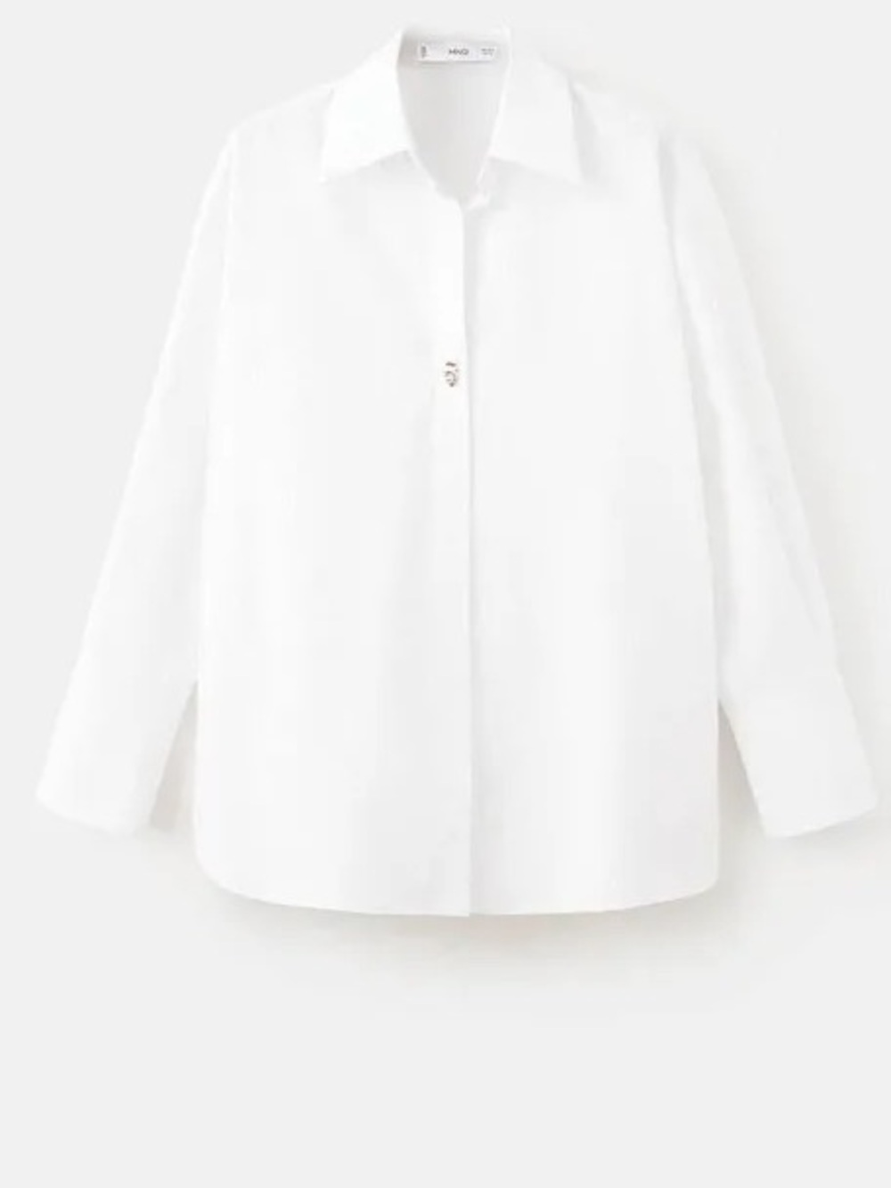 Mango White Minimal Button-Up Shirt